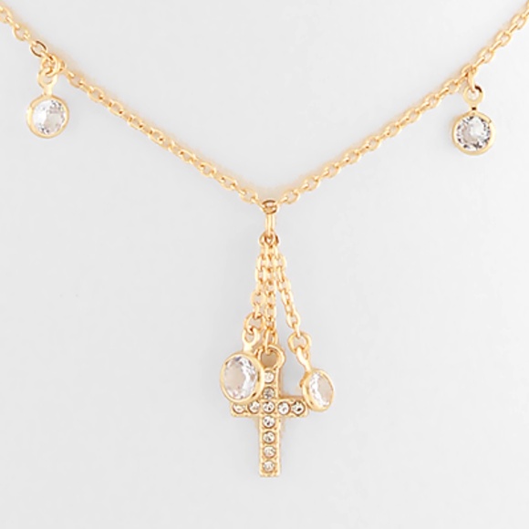 Crystal Charm & Cross Pendant Choker - Picture 2 of 2